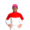 WHITE,RED YOKE,RED HALVED SLEEVES,COLLAR, Pink cap