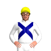 WHITE, NAVY CROSSED SASH, Yellow cap