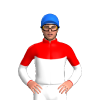 WHITE,RED YOKE,RED HALVED SLEEVES,COLLAR, Blue cap