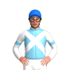 SKY BLUE,WHITE CROSSED SASHES,SLEEVES, SKY BLUE ARMBANDS, Blue cap