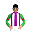 PURPLE, WHITE STRIPES, GREEN SLEEVES, RED ARMBANDS, Black cap