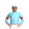 SKY BLUE, RED SIX SPOTS, ARMBANDS, White cap