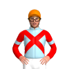 LIGHT BLUE, RED CROSSED SASHES, SLEEVES, LIGHT BLUE ARMBAND, Orange cap