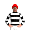 BLACK, WHITE HOOPS, GREY SLEEVES, WHITE HOOPS, Red cap