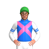 BLUE, HOT PINK CROSSED SASHES, WHITE SLEEVES, BLUE DOUBLE ARMBANDS, Green cap