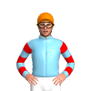 SKY BLUE, RED HOOPS SLEEVES, Orange cap