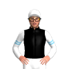 BLACK,WHITE FIVE STARS, WHITE SLEEVES,SKY BLUE DOUBLE ARMBANDS, White cap