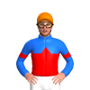 BLUE, RED HALVES, RED DIAMOND BAND, BLUE SLEEVES, RED ARMBAND, Orange cap
