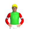LIME GREEN,YELLOW FIVE STARS,RED SLEEVES,LIGHT BLUE ARMBANDS, Yellow cap