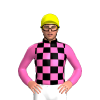 BLACK, HOT PINK CHECK, HOT PINK SLEEVES, Yellow cap