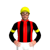 RED,BLACK STRIPES, SLEEVES, YELLOW ARMBANDS, Yellow cap