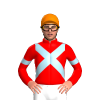 RED, LIGHT BLUE CROSSED SASHES, ARMBANDS, Orange cap