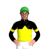 BLACK, YELLOW HALVED, YELLOW DIAMOND BAND,ARMBANDS, Green cap