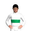 WHITE, EMERALD GREEN DOUBLE BAND, Black cap