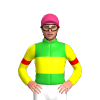 LIME GREEN, YELLOW BAND, YELLOW SLEEVES, RED ARMBANDS, Pink cap