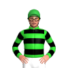 LIME GREEN, BLACK HOOPS, LIME GREEN SLEEVES, BLACK HOOPS, Green cap