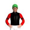 BLACK, RED FIVE STARS, RED SLEEVES, BLACK DOUBLE ARMBANDS, Green cap