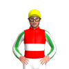RED,WHITE DOUBLE BAND,GREEN SLEEVES,WHITE STRIPES, Yellow cap