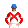 WHITE, RED CROSSED SASHES, SLEEVES, WHITE DOUBLE ARMBANDS, Blue cap