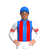 BLUE, RED STRIPES, WHITE SLEEVES, RED DOUBLE ARMBANDS, Blue cap