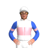 WHITE, LIGHT PINK BAND, ROYAL BLUE SLEEVES, LIGHT PINK ARMBANDS, White cap