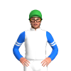 WHITE, BLUE FIVE STARS, BLUE SLEEVES, WHITE DOUBLE ARMBANDS, Green cap