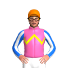 HOT PINK,YELLOW ZIGZAG CHEVRON,WHITE SLEEVES,BLUE STRIPES, Orange cap