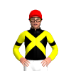BLACK, YELLOW CROSSED SASHES, YELLOW SLEEVES, BLACK ARMBANDS, Red cap