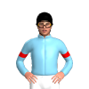 SKY BLUE, RED SIX SPOTS, ARMBANDS, Black cap