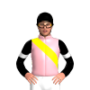 LIGHT PINK,YELLOW RIGHT SASH,BLACK SLEEVES ,WHITE ARMBANDS, Black cap