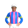 HOT PINK, BLUE STRIPES, BLUE SLEEVES, YELLOW DOUBLE ARMBAND, White cap