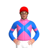 HOT PINK,BLUE CROSS SASHES,SLEEVES, HOT PINK ARM BAND, Red cap