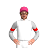 WHITE, SILVER SLEEVES, RED ARMBANDS, Pink cap