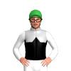 SILVER, BLACK HALVED, BLACK DIAMOND BAND, WHITE SLEEVES, Green cap