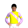 YELLOW,MAUVE RIGHT SASH,SLEEVES,YELLOW ARMBANDS, Black cap