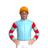 SKY BLUE, RED HOOPS SLEEVES, Orange cap