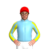 SKY BLUE,YELLOW FIVE STARS,STRIPES SLEEVES, Red cap