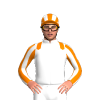 WHITE,ORANGE EPAULETTES,STRIPES SLEEVES,WHITE STRIPES CAP