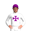 WHITE, PURPLE MALTESE CROSS, CAP