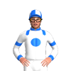 WHITE,BLUE DISC, EPAULETTES,WHITE SLEEVES,BLUE ARMBANDS,CUFFS,COLLAR,BLUE CAP.WHITE QUARTERS