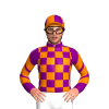 PURPLE, ORANGE CHECKS, CHEVRONS SLEEVES, CAP,ORANGE QUARTERS