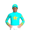 aqua, gold star, silver sleeves, gold stars, cuff, aqua cap, gold star
