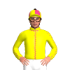 YELLOW,PINK SEAMS ,PINK SEAMS SLEEVES,PINK QUARTERS CAP, BLACK POM POM
