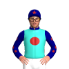 TURQUOISE,FIREBRICK DISC,NAVY COLLAR,NAVY SLEEVES,FIREBRICK SPOTS SLEEVES,NAVY CAP,FIREBRICK STAR CAP