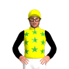 YELLOW,GREEN STARS,BLACK SLEEVES 
