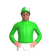 LIME GREEN, WHITE CIRCLES, LIME GREEN CAP, WHITE QUARTERS