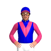 MEDIUM BLUE, PINK VEE, PINK SLEEVES, MEDIUM BLUE CAP, PINK PEAK 