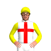 WHITE, RED CROSS , YELLOW SLEEVES, CAP