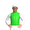 Lime Green, White Sleeves And Cap