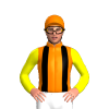 Orange, Black Braces, Yellow Sleeves And Orange Cap